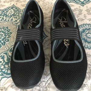 Sketchers Athletic Mary Janes, Black w/ Blue Trim